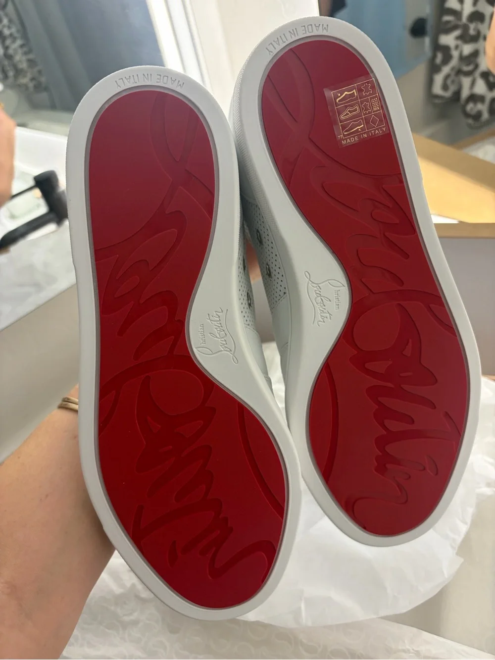 Christian Louboutin White Perforated Leather Sneakers